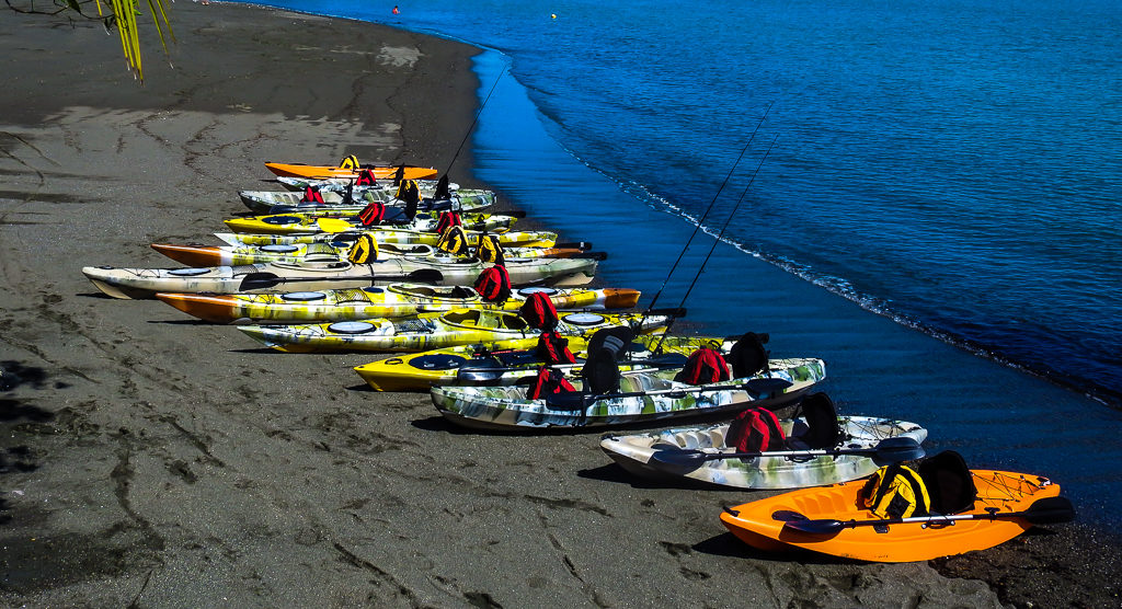  The Fleet of New Kayaks complete of all the components is ready for a Big Group of Trekekrs at Corcovado Ring Adventure Kayak Trek in the Osa Peninsula-1