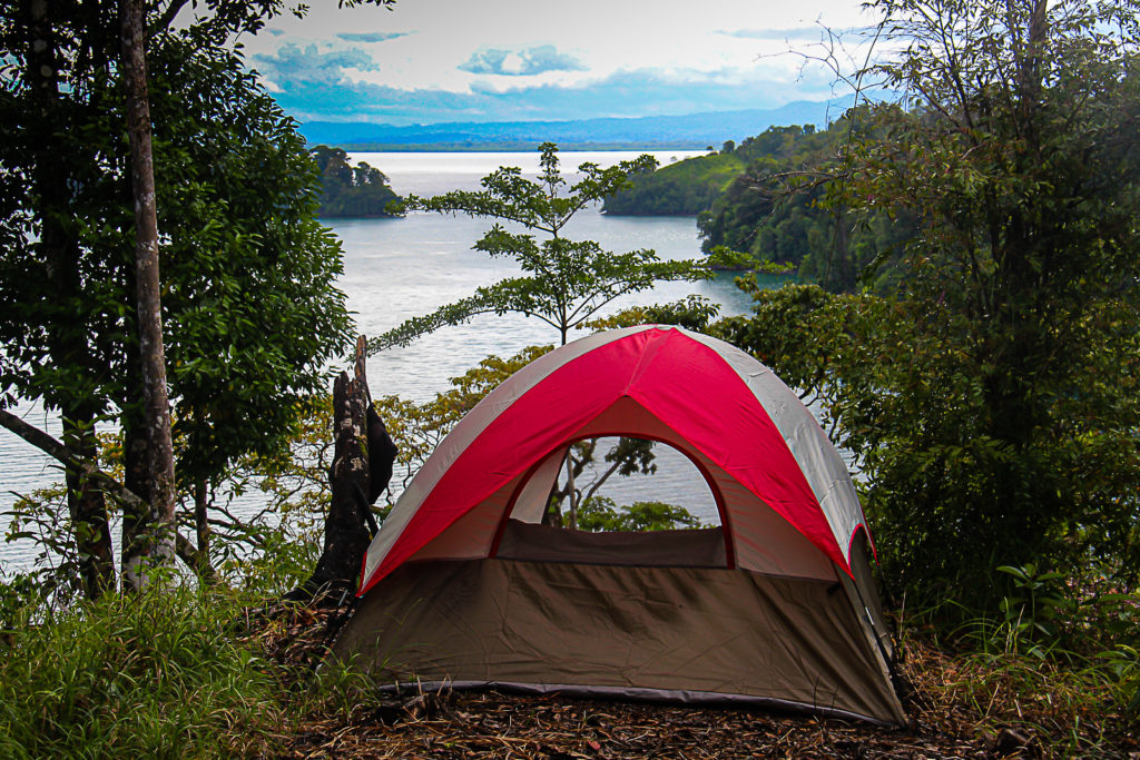 The Tent Camp at the top of the Small Island of the Mogos Area during a Sea Kayak Camping Golfo Dulce Experience by Wild Trails Adventures in Puerto Jimenez